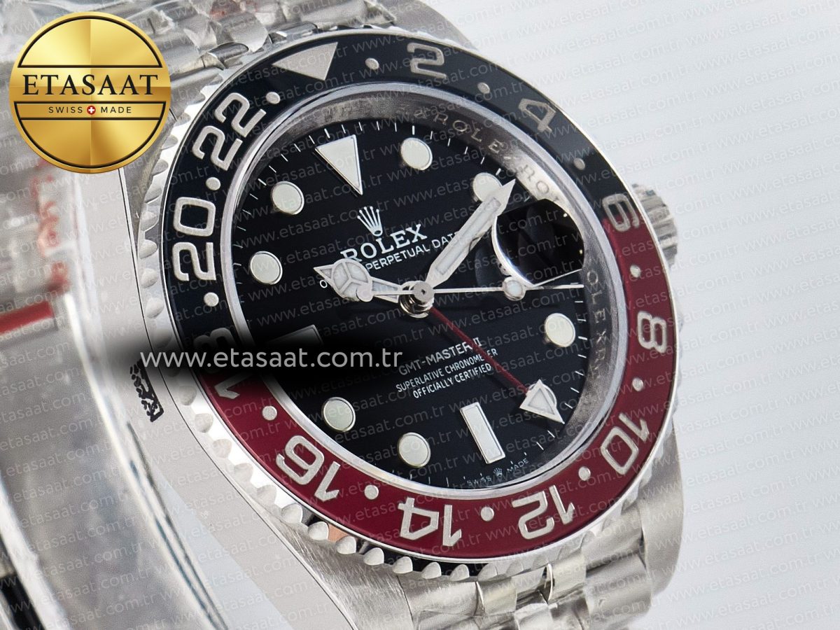 GMT-Master II 126710 LNRO Black/Red Ceramic GMF 1:1 Best Edition on Black Dial on SS Jubilee Bracelet Super Clone VR3285 CHS (Gain Weight) - Görsel 5