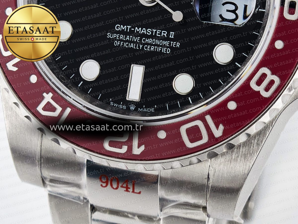 GMT-Master II 126710 LNRO Black/Red Ceramic GMF 1:1 Best Edition on Black Dial on SS Oyster Bracelet Super Clone VR3285 CHS (Gain Weight) - Görsel 12