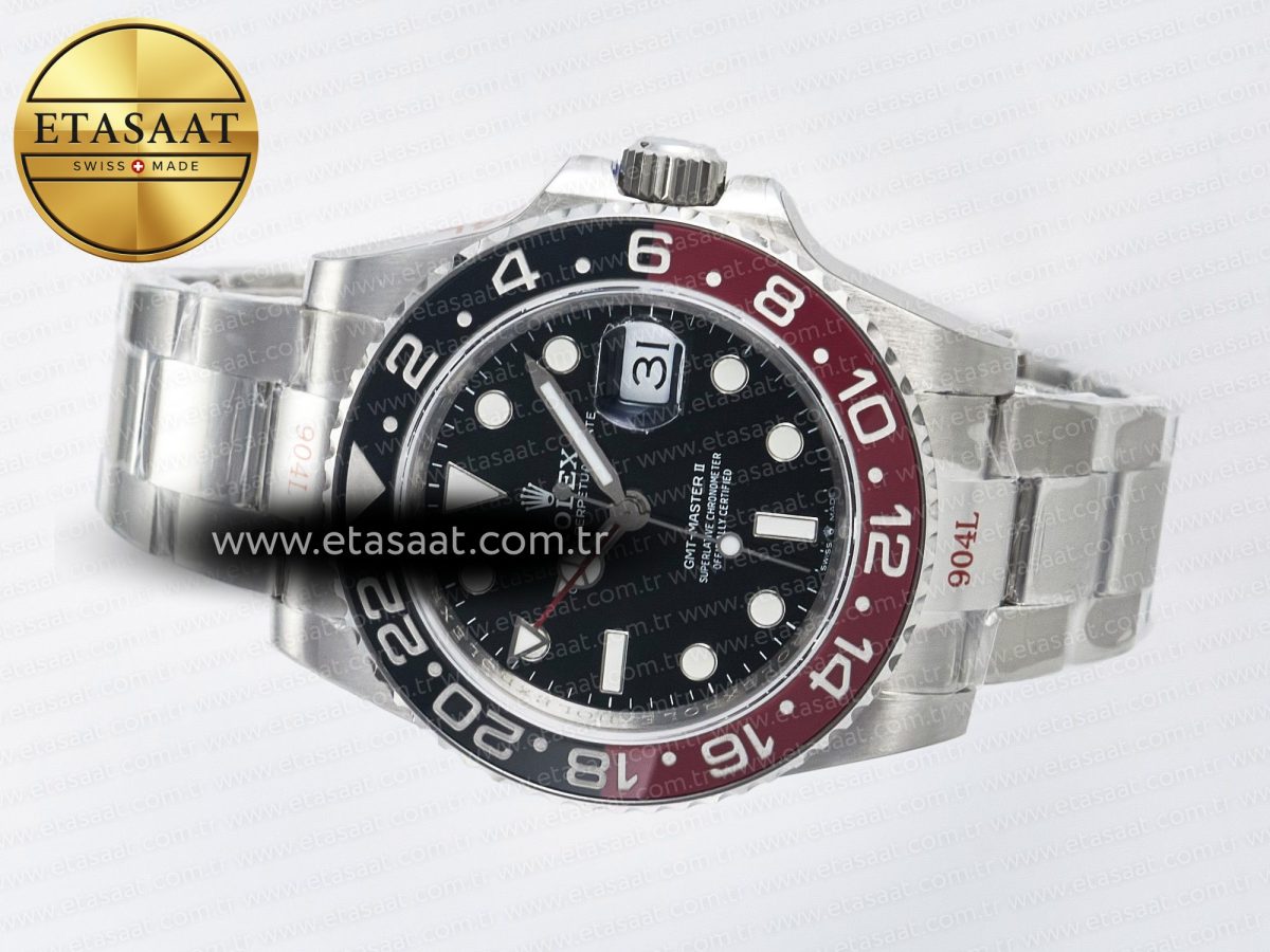 GMT-Master II 126710 LNRO Black/Red Ceramic GMF 1:1 Best Edition on Black Dial on SS Oyster Bracelet Super Clone VR3285 CHS (Gain Weight) - Görsel 9