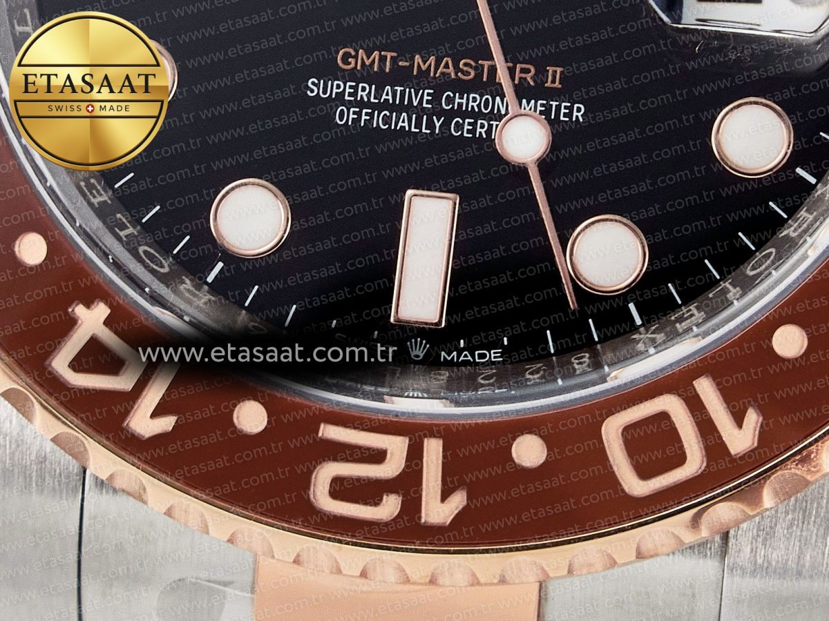 GMT-Master II 126711 CHNR Black/Brown Ceramic Clean 1:1 Best Edition on SS/RG Bracelet DD3285 - Görsel 12