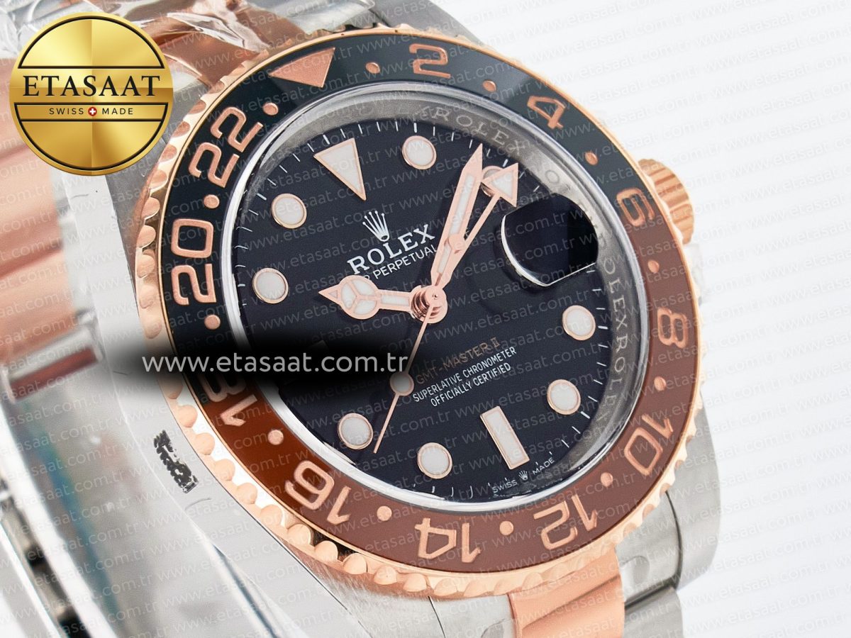 GMT-Master II 126711 CHNR Black/Brown Ceramic Clean 1:1 Best Edition on SS/RG Bracelet DD3285 - Görsel 5