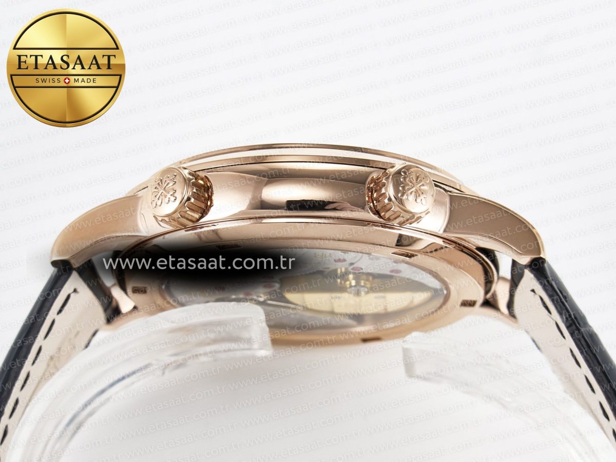 Grand Complications 6102G Moon YLF RG Black Dial Crystal Bezel on Black Leather Strap A240 - Görsel 14