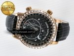 Grand Complications 6102G Moon YLF RG Black Dial Crystal Bezel on Black Leather Strap A240 - Görsel 9