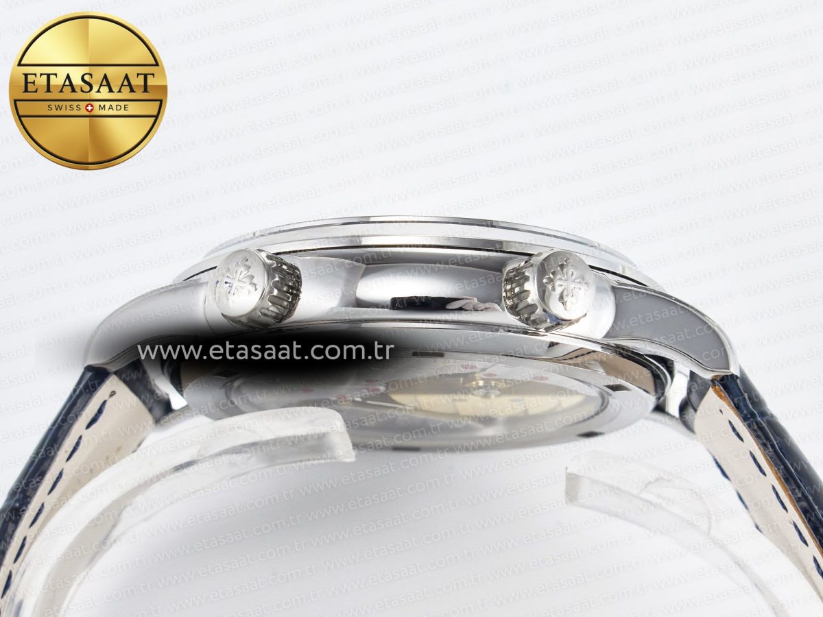 Grand Complications 6102G Moon YLF SS Blue Dial Crystal Bezel on Blue Leather Strap A240 - Görsel 14