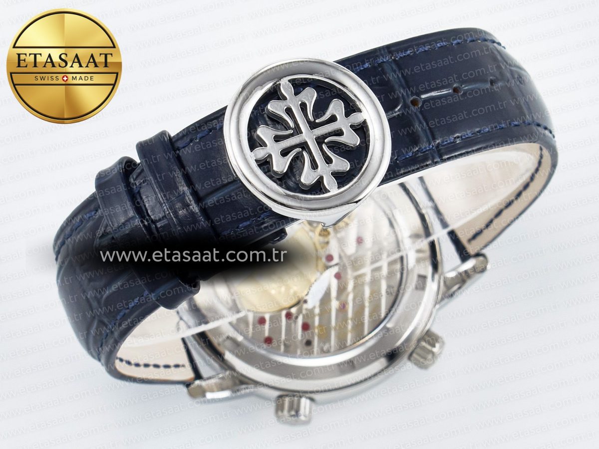 Grand Complications 6102G Moon YLF SS Blue Dial Crystal Bezel on Blue Leather Strap A240 - Görsel 15