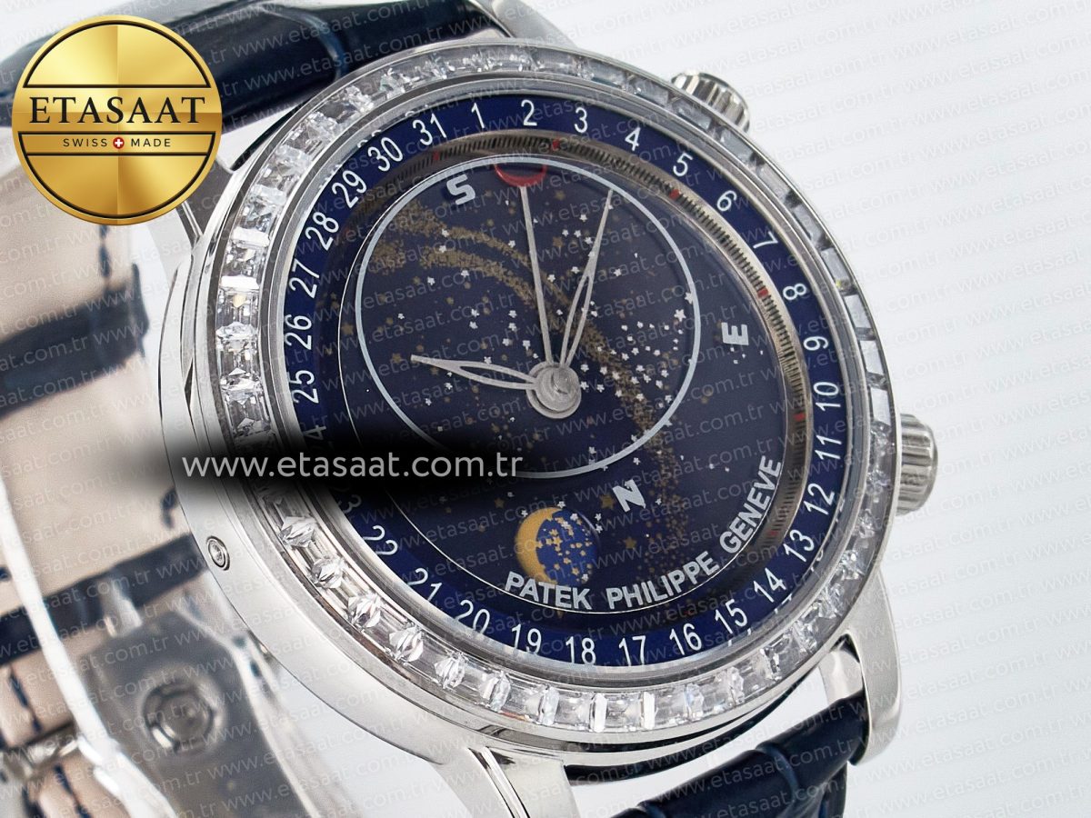 Grand Complications 6102G Moon YLF SS Blue Dial Crystal Bezel on Blue Leather Strap A240 - Görsel 5