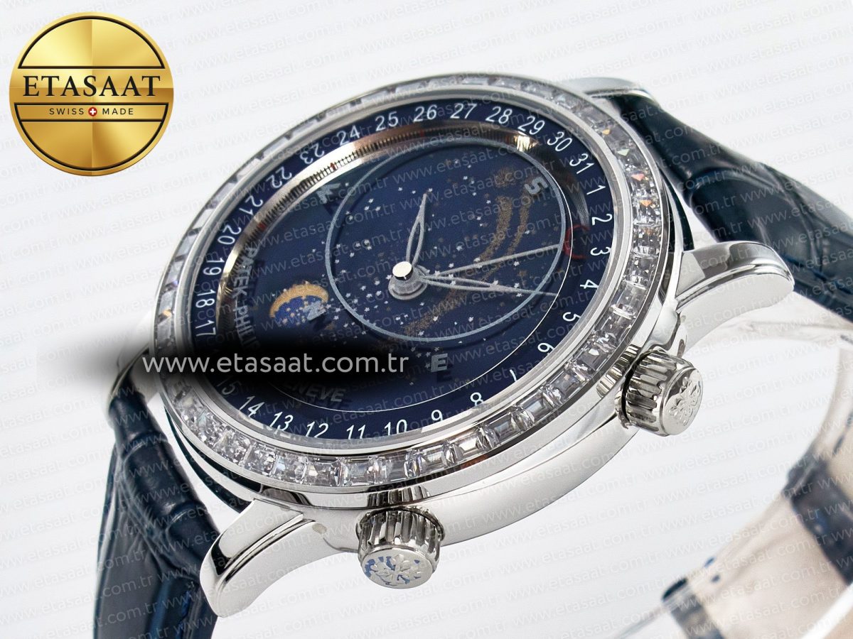 Grand Complications 6102G Moon YLF SS Blue Dial Crystal Bezel on Blue Leather Strap A240 - Görsel 6