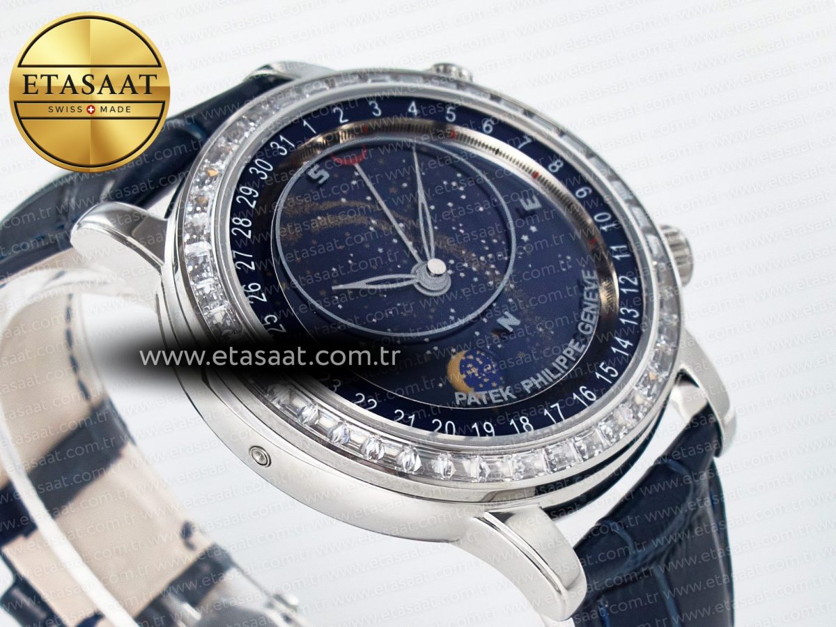 Grand Complications 6102G Moon YLF SS Blue Dial Crystal Bezel on Blue Leather Strap A240 - Görsel 7