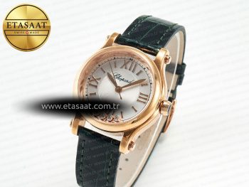 Happy Sports 30MM YF RG White Dial on Green Leather Strap A2892