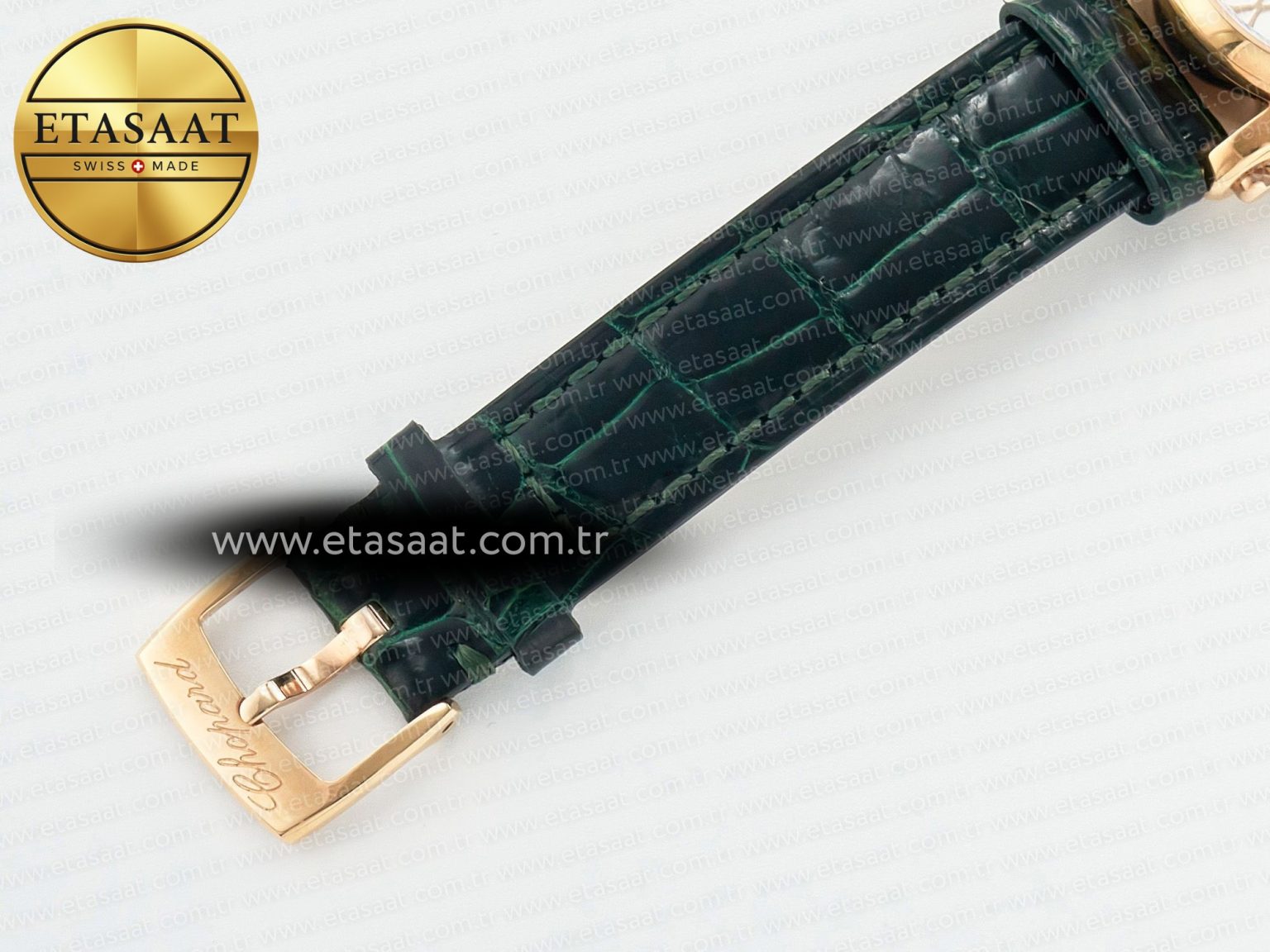 Happy Sports 30MM YF RG White Dial on Green Leather Strap A2892 - Görsel 20