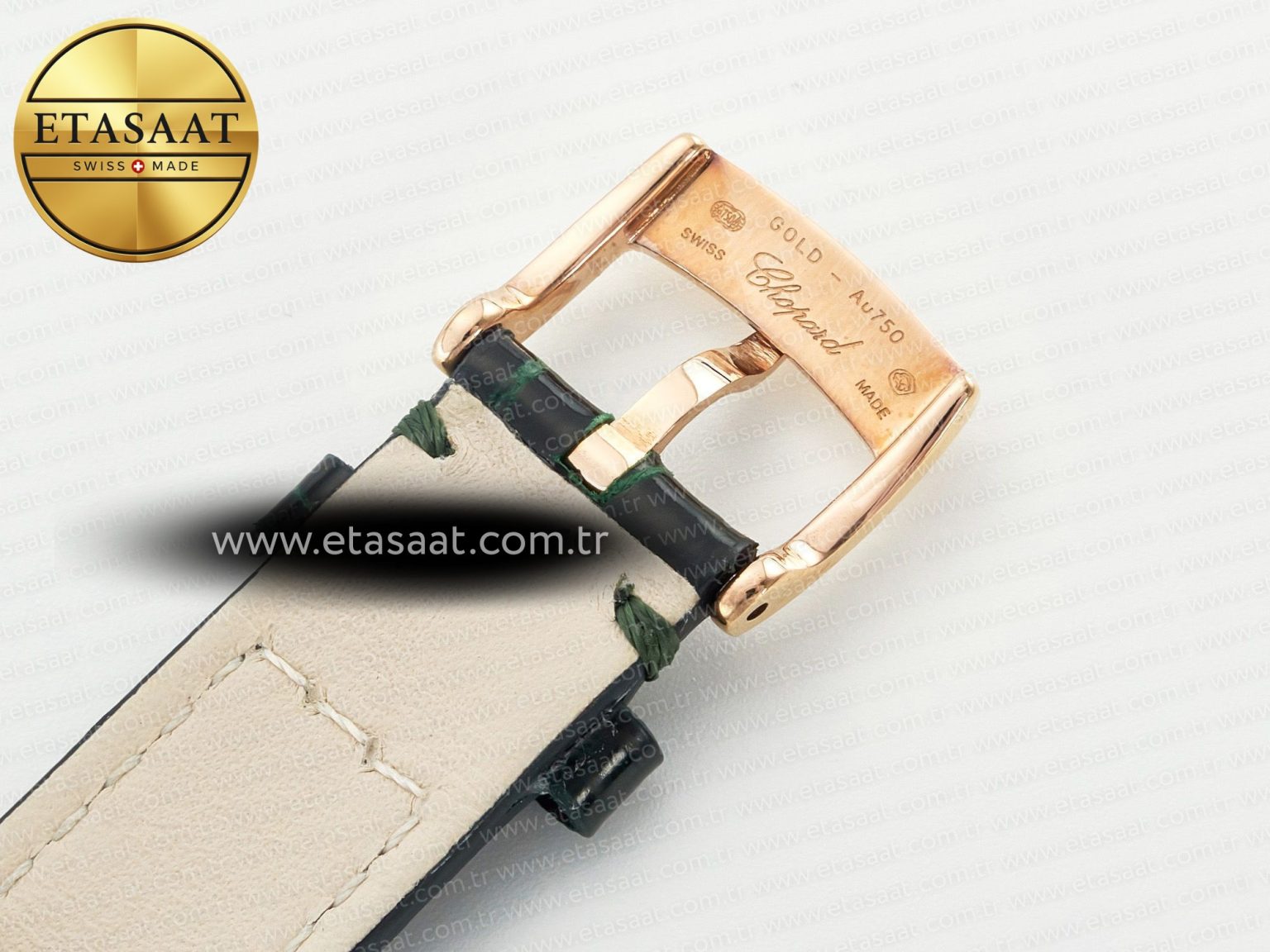 Happy Sports 30MM YF RG White Dial on Green Leather Strap A2892 - Görsel 22