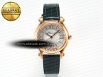 Happy Sports 30MM YF RG White Dial on Green Leather Strap A2892 - Görsel 3