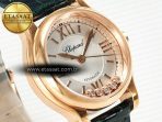 Happy Sports 30MM YF RG White Dial on Green Leather Strap A2892 - Görsel 5