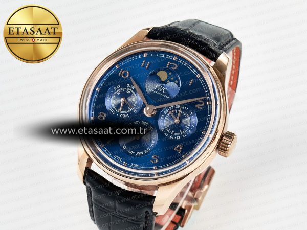 IW5033 Portugieser Perpetual Calendar RG V9F 1:1 Best Edition Blue Dial on Black Leather Strap A52610