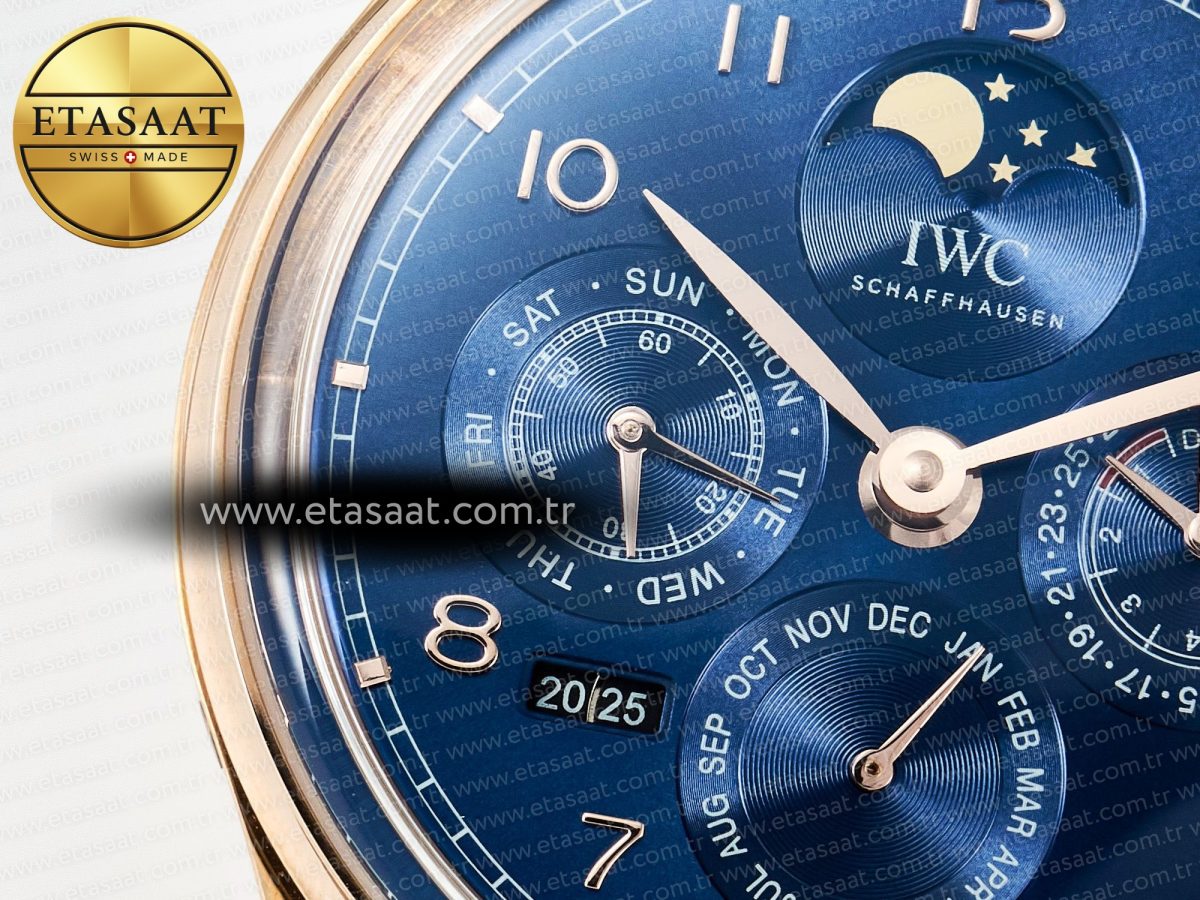 IW5033 Portugieser Perpetual Calendar RG V9F 1:1 Best Edition Blue Dial on Black Leather Strap A52610 - Görsel 10