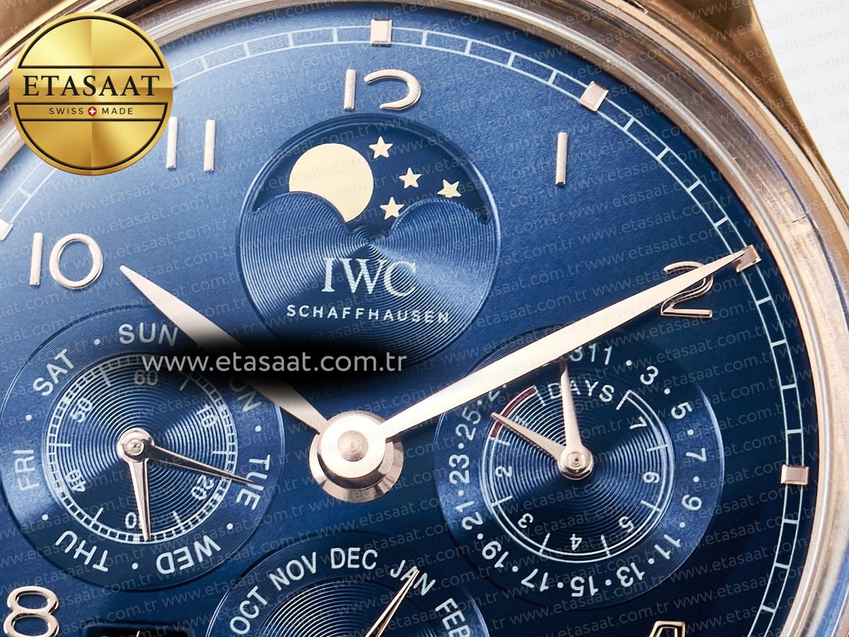 IW5033 Portugieser Perpetual Calendar RG V9F 1:1 Best Edition Blue Dial on Black Leather Strap A52610 - Görsel 11
