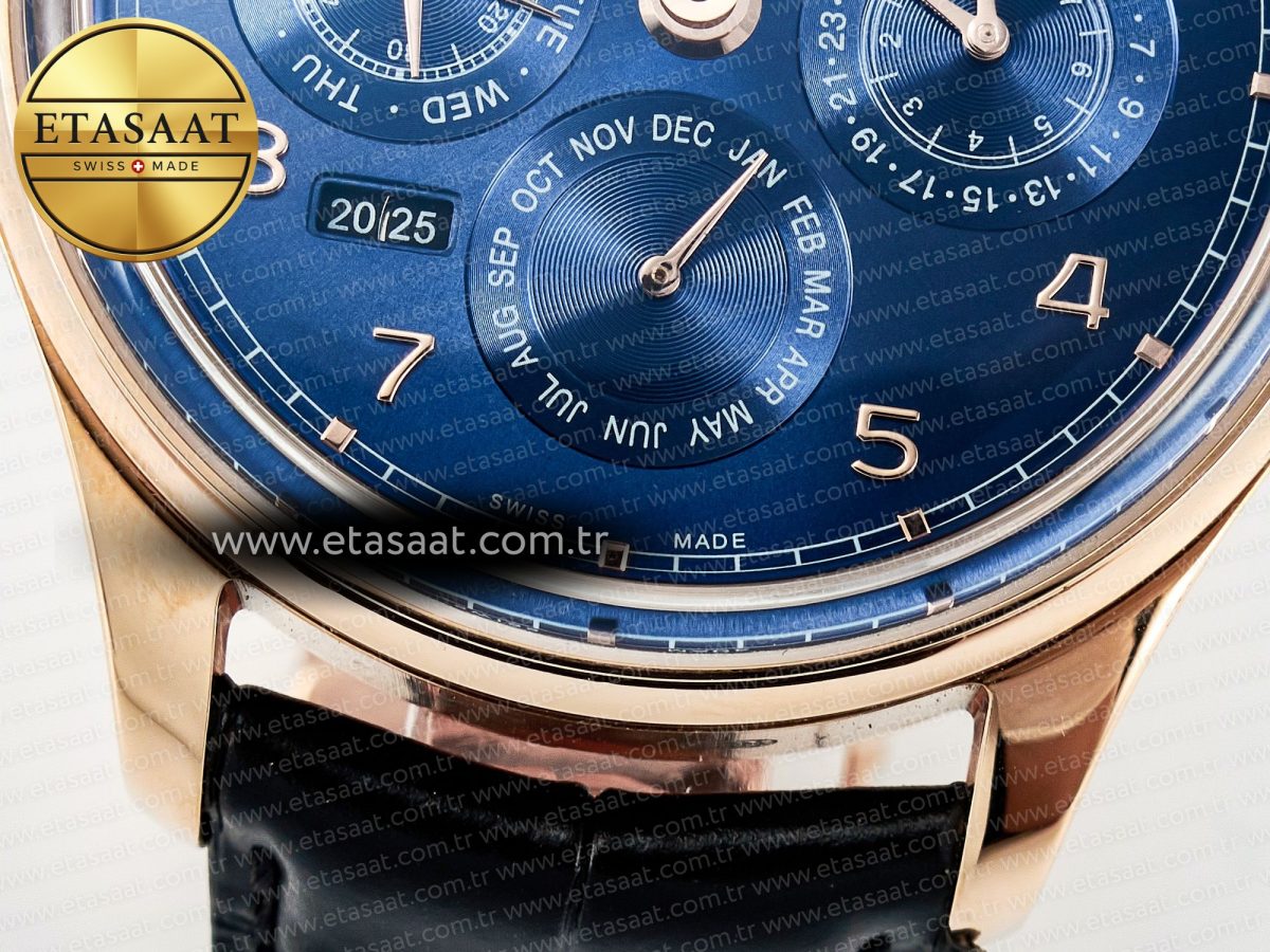 IW5033 Portugieser Perpetual Calendar RG V9F 1:1 Best Edition Blue Dial on Black Leather Strap A52610 - Görsel 13