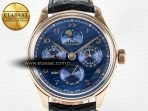 IW5033 Portugieser Perpetual Calendar RG V9F 1:1 Best Edition Blue Dial on Black Leather Strap A52610 - Görsel 4