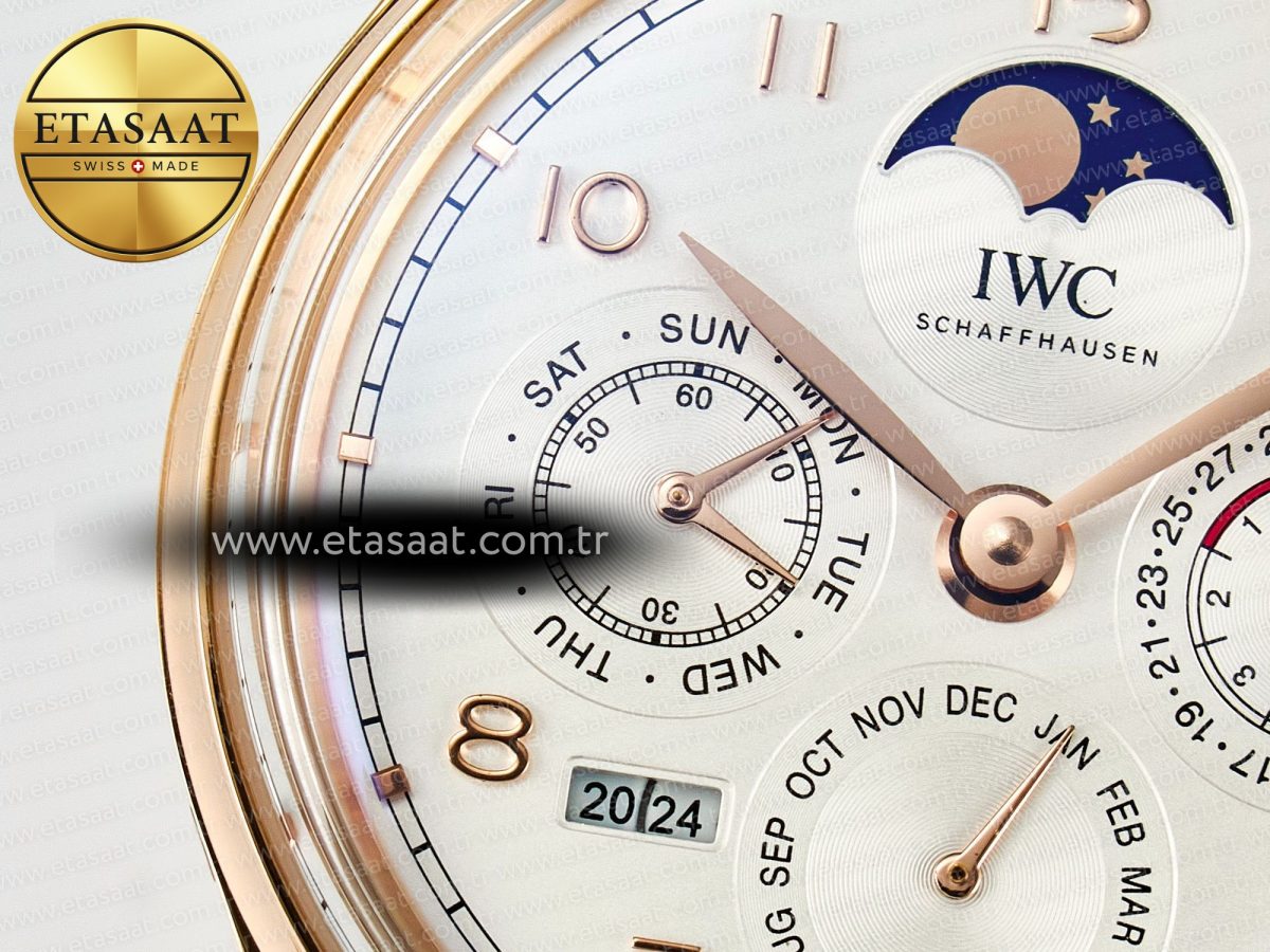IW5033 Portugieser Perpetual Calendar RG V9F 1:1 Best Edition White Dial on Brown Leather Strap A52610 - Görsel 9