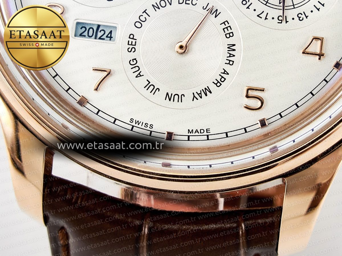 IW5033 Portugieser Perpetual Calendar RG V9F 1:1 Best Edition White Dial on Brown Leather Strap A52610 - Görsel 12