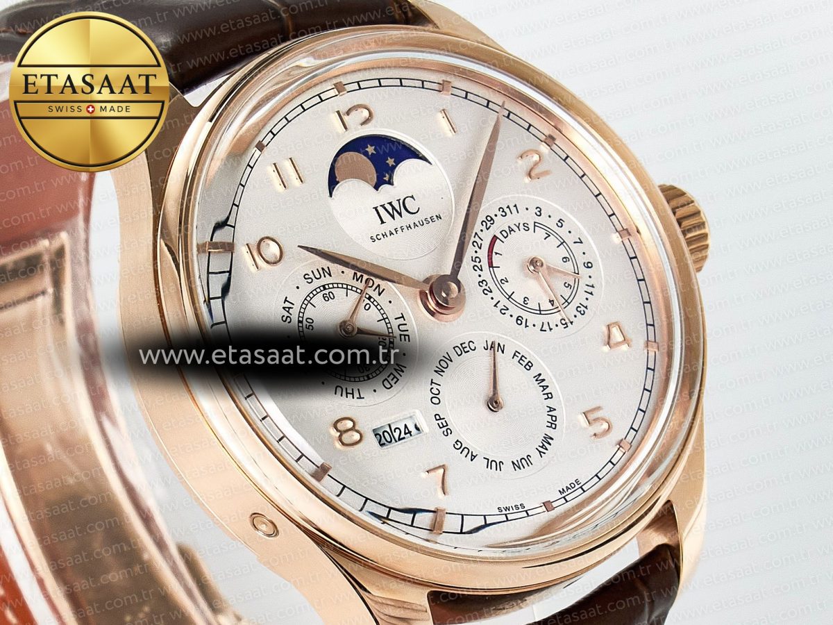 IW5033 Portugieser Perpetual Calendar RG V9F 1:1 Best Edition White Dial on Brown Leather Strap A52610 - Görsel 5