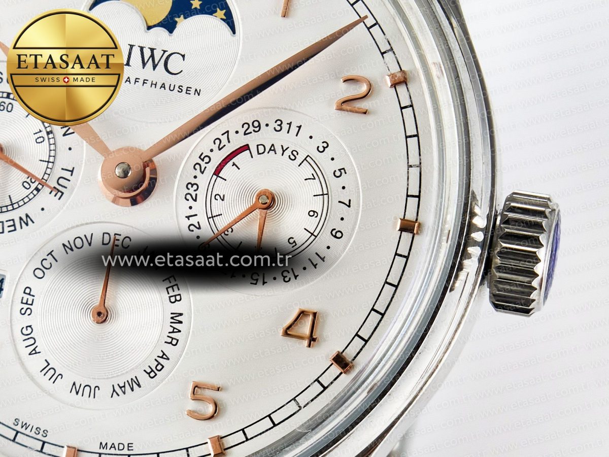 IW5033 Portugieser Perpetual Calendar SS V9F 1:1 Best Edition White Dial on Black Leather Strap A52610 - Görsel 12