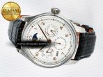 IW5033 Portugieser Perpetual Calendar SS V9F 1:1 Best Edition White Dial on Black Leather Strap A52610 - Görsel 9