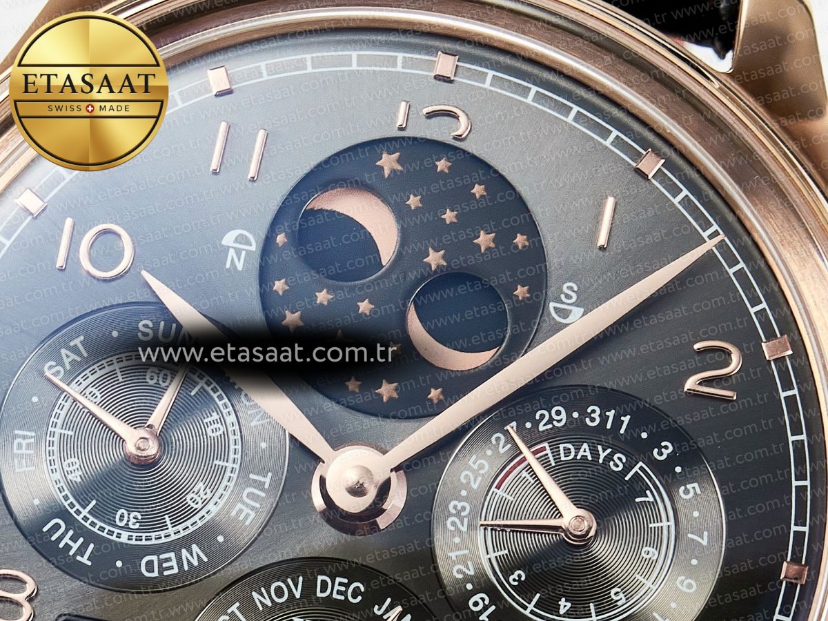 IW5034 Portugieser Perpetual Calendar RG V9F 1:1 Best Edition Black Dial on Black Leather Strap A52610 - Görsel 11