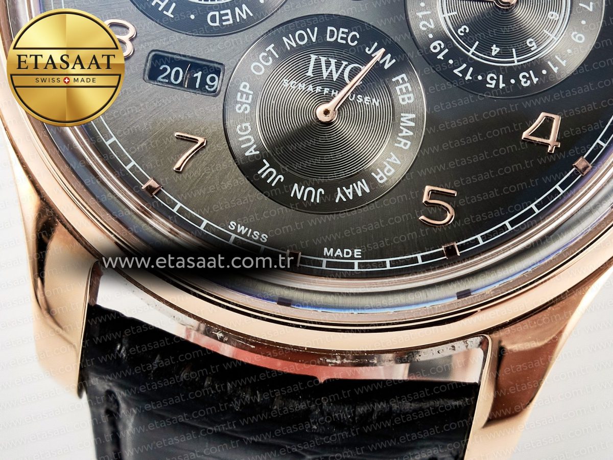 IW5034 Portugieser Perpetual Calendar RG V9F 1:1 Best Edition Black Dial on Black Leather Strap A52610 - Görsel 13