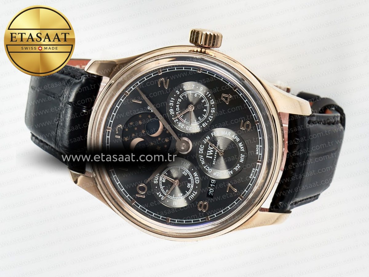IW5034 Portugieser Perpetual Calendar RG V9F 1:1 Best Edition Black Dial on Black Leather Strap A52610 - Görsel 9