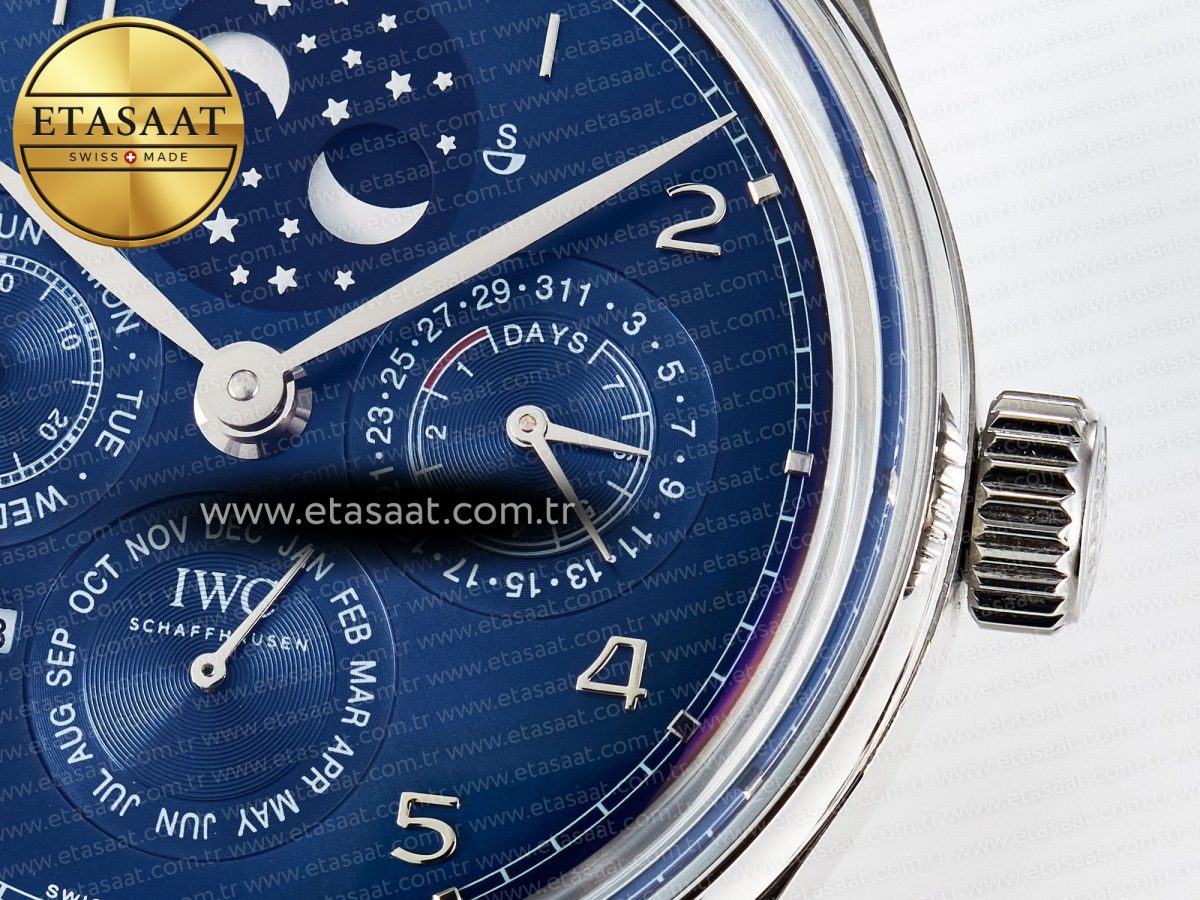 IW5034 Portugieser Perpetual Calendar SS V9F 1:1 Best Edition Blue Dial on Black Leather Strap A52610 - Görsel 12