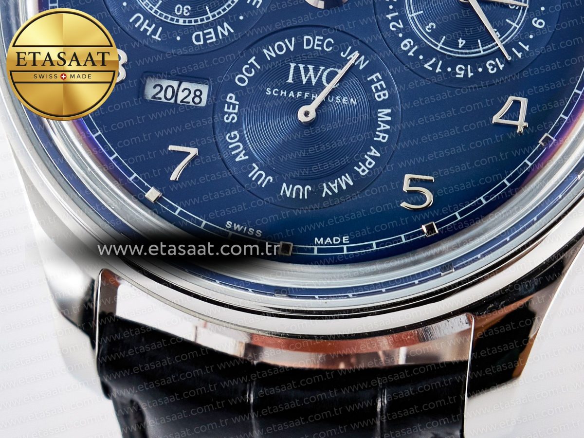 IW5034 Portugieser Perpetual Calendar SS V9F 1:1 Best Edition Blue Dial on Black Leather Strap A52610 - Görsel 13