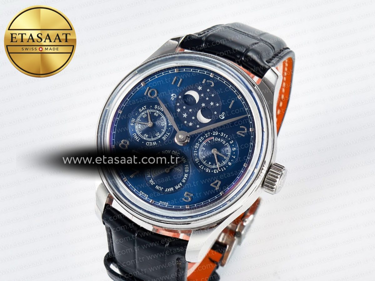 IW5034 Portugieser Perpetual Calendar SS V9F 1:1 Best Edition Blue Dial on Black Leather Strap A52610 - Görsel 2