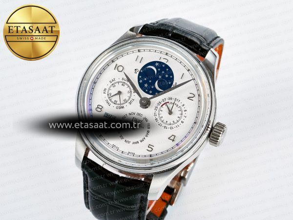 IW5034 Portugieser Perpetual Calendar SS V9F 1:1 Best Edition White Dial on Black Leather Strap A52610