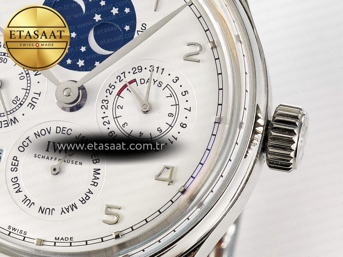 IW5034 Portugieser Perpetual Calendar SS V9F 1:1 Best Edition White Dial on Black Leather Strap A52610 - Görsel 12