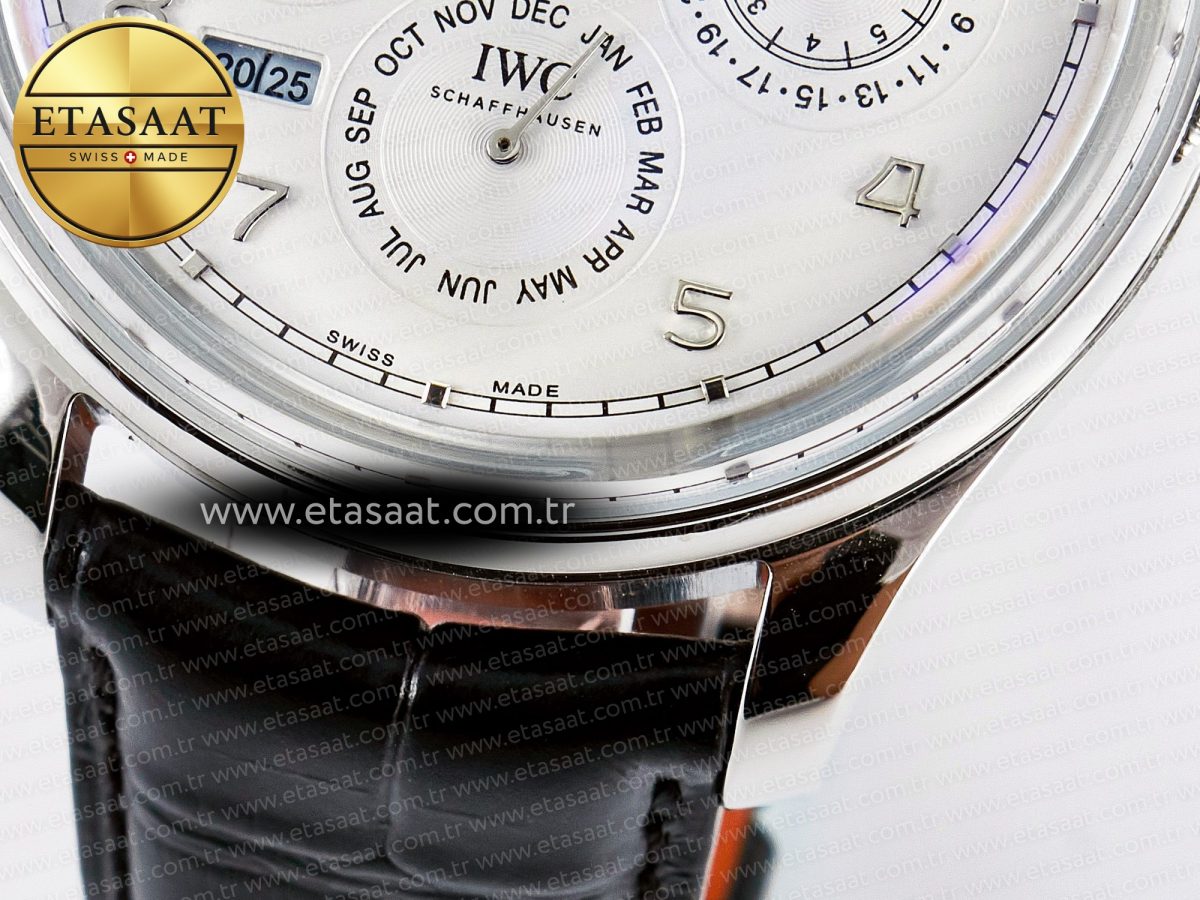IW5034 Portugieser Perpetual Calendar SS V9F 1:1 Best Edition White Dial on Black Leather Strap A52610 - Görsel 13
