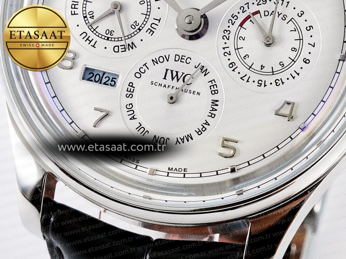 IW5034 Portugieser Perpetual Calendar SS V9F 1:1 Best Edition White Dial on Black Leather Strap A52610 - Görsel 14
