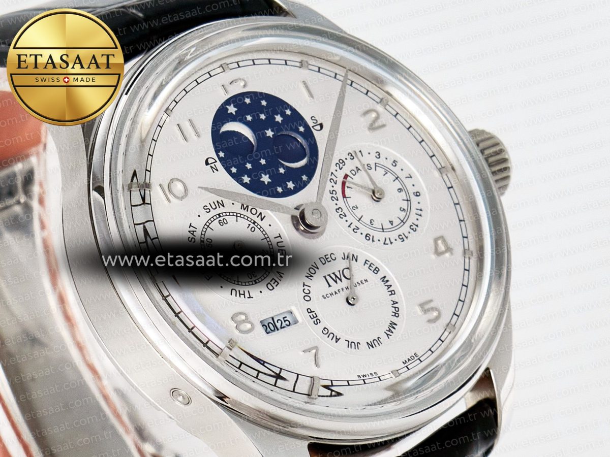 IW5034 Portugieser Perpetual Calendar SS V9F 1:1 Best Edition White Dial on Black Leather Strap A52610 - Görsel 5