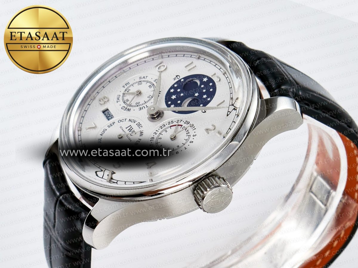 IW5034 Portugieser Perpetual Calendar SS V9F 1:1 Best Edition White Dial on Black Leather Strap A52610 - Görsel 6