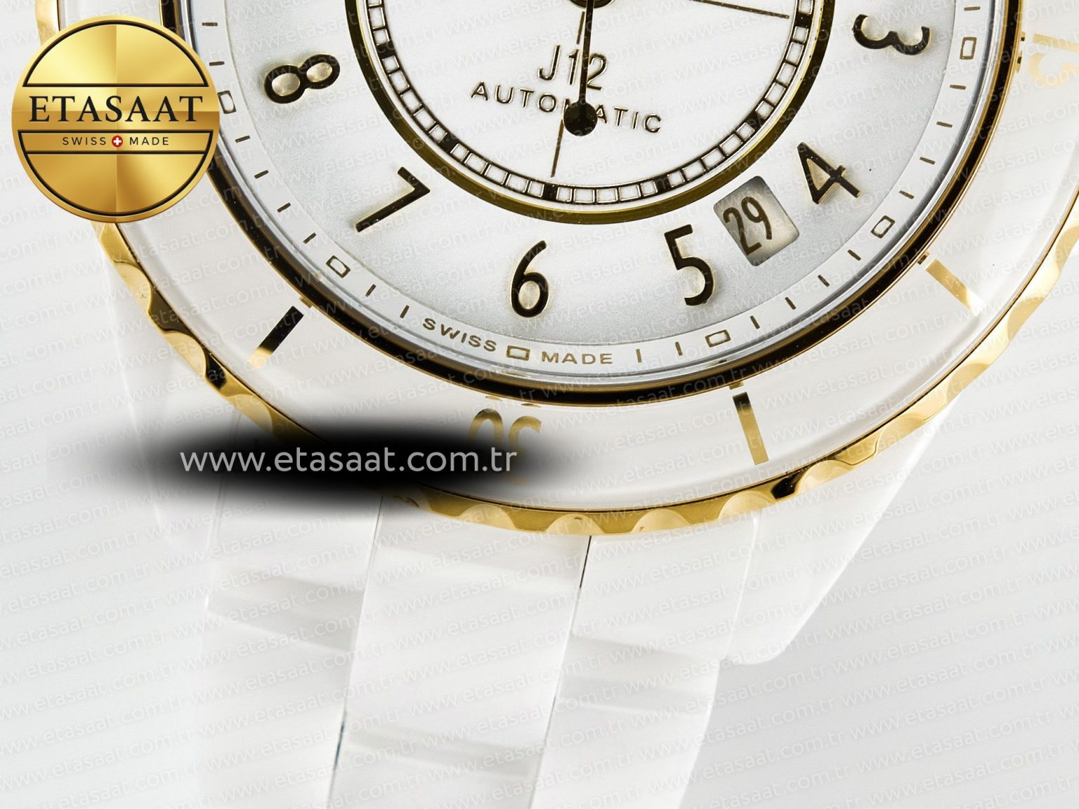 J13 38mm YG White Ceramic BVF 1:1 Best Edition White Dial on Bracelet A12.1 - Görsel 12