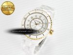 J13 38mm YG White Ceramic BVF 1:1 Best Edition White Dial on Bracelet A12.1 - Görsel 2