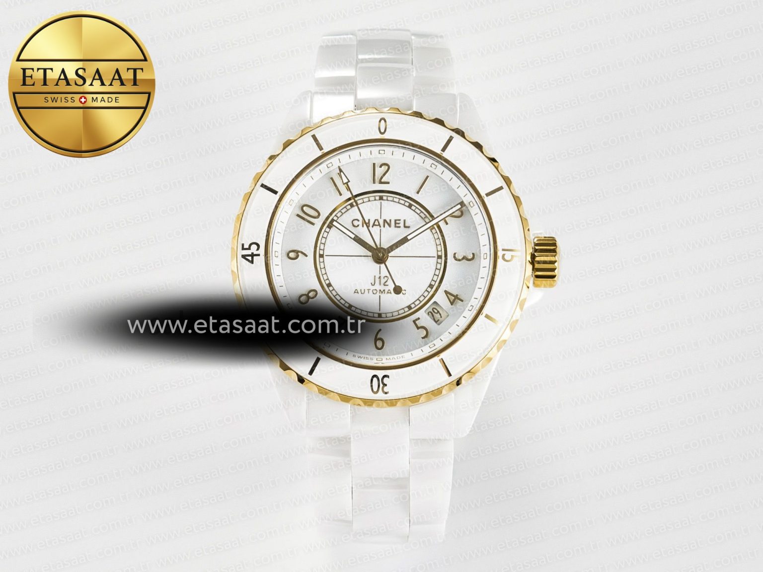 J13 38mm YG White Ceramic BVF 1:1 Best Edition White Dial on Bracelet A12.1 - Görsel 3