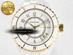 J13 38mm YG White Ceramic BVF 1:1 Best Edition White Dial on Bracelet A12.1 - Görsel 4