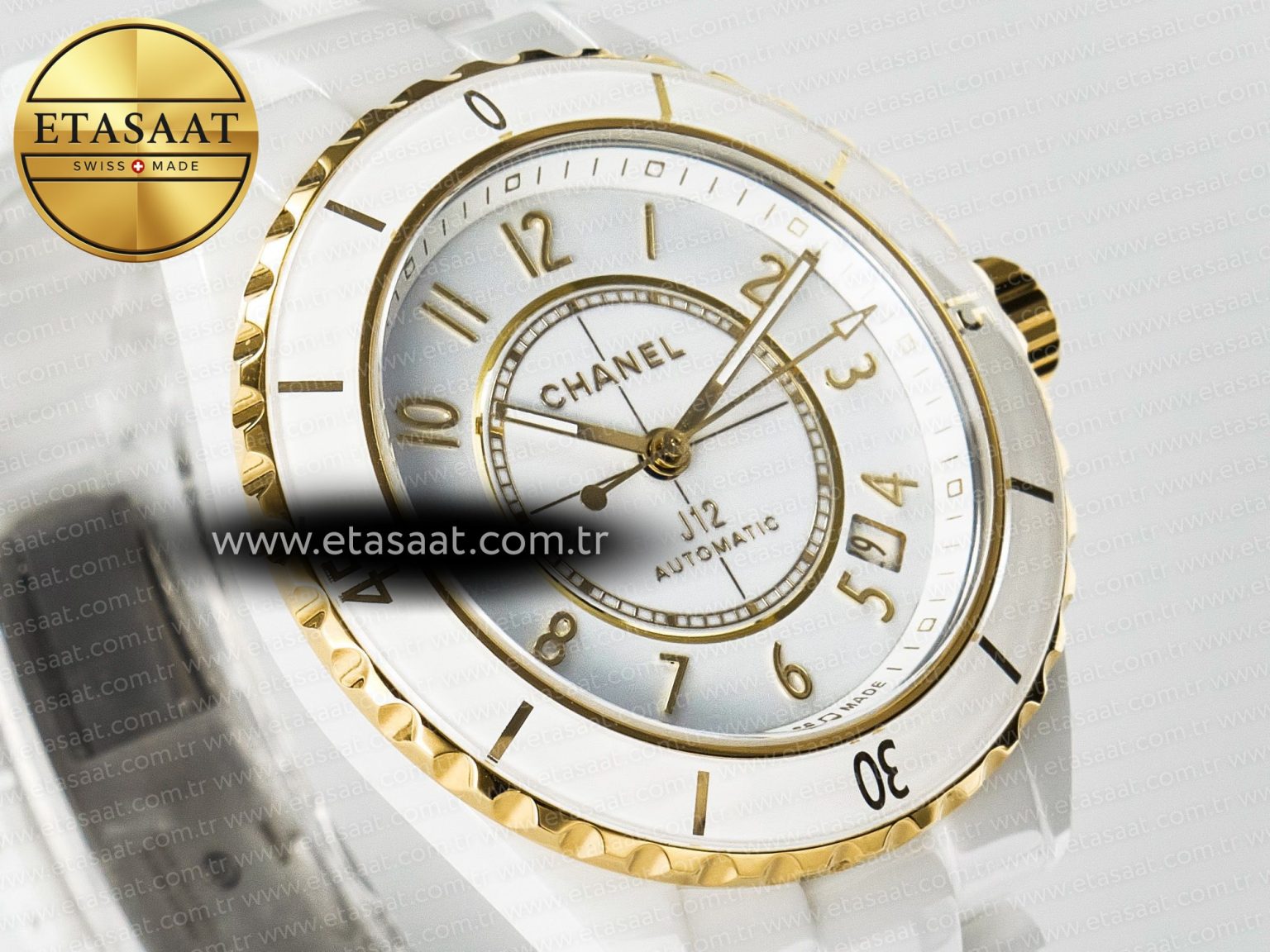J13 38mm YG White Ceramic BVF 1:1 Best Edition White Dial on Bracelet A12.1 - Görsel 5