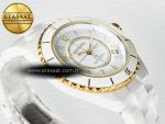 J13 38mm YG White Ceramic BVF 1:1 Best Edition White Dial on Bracelet A12.1 - Görsel 7