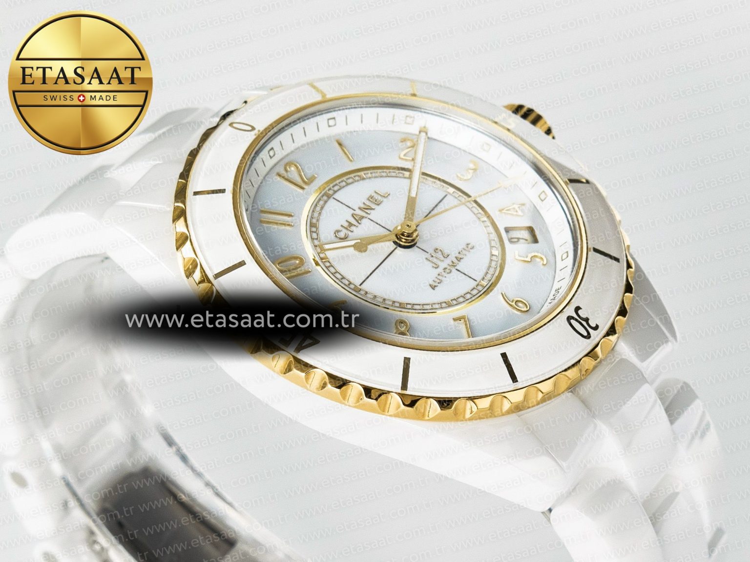 J13 38mm YG White Ceramic BVF 1:1 Best Edition White Dial on Bracelet A12.1 - Görsel 7