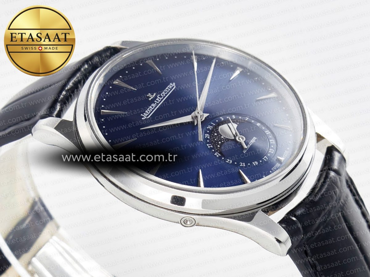 Master Ultra Thin Moon 1368420 SS Z+F 1:1 Best Edition Blue Dial on Black Leather Strap SA925 Super Clone - Görsel 7