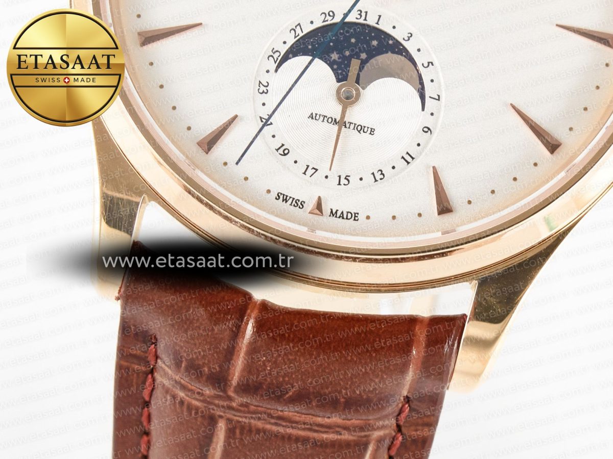 Master Ultra Thin Moon RG Z+F 1:1 Best Edition White Dial on Brown Leather Strap A925 - Görsel 12