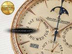 Master Ultra Thin Perpetual Calendar RG V9F 1:1 Best Edition Cream Dial Diamonds Bezel on Brown Leather Strap A868 V2 - Görsel 10