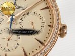 Master Ultra Thin Perpetual Calendar RG V9F 1:1 Best Edition Cream Dial Diamonds Bezel on Brown Leather Strap A868 V2 - Görsel 12